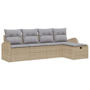Sofa Sæt med pude 5 pcs Beige og lys grå polyrattan