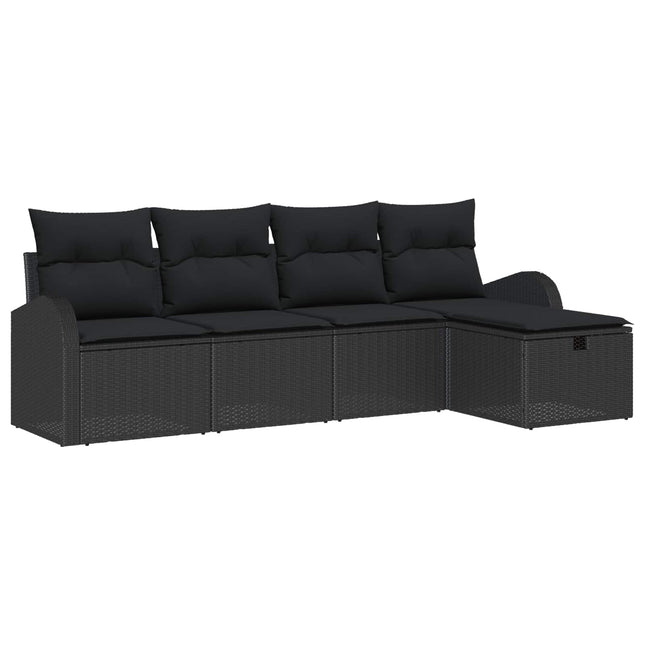 Sofa Sæt med pude med opbevaring Sort polyrattan