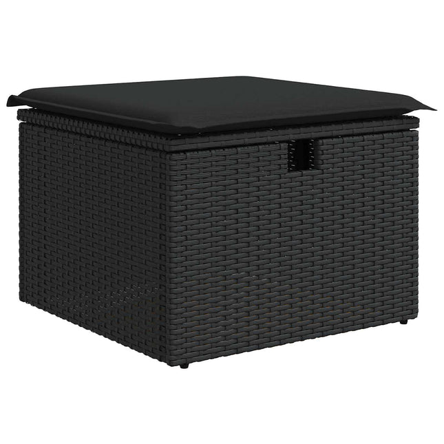 Sofa Sæt med pude med opbevaring Sort polyrattan