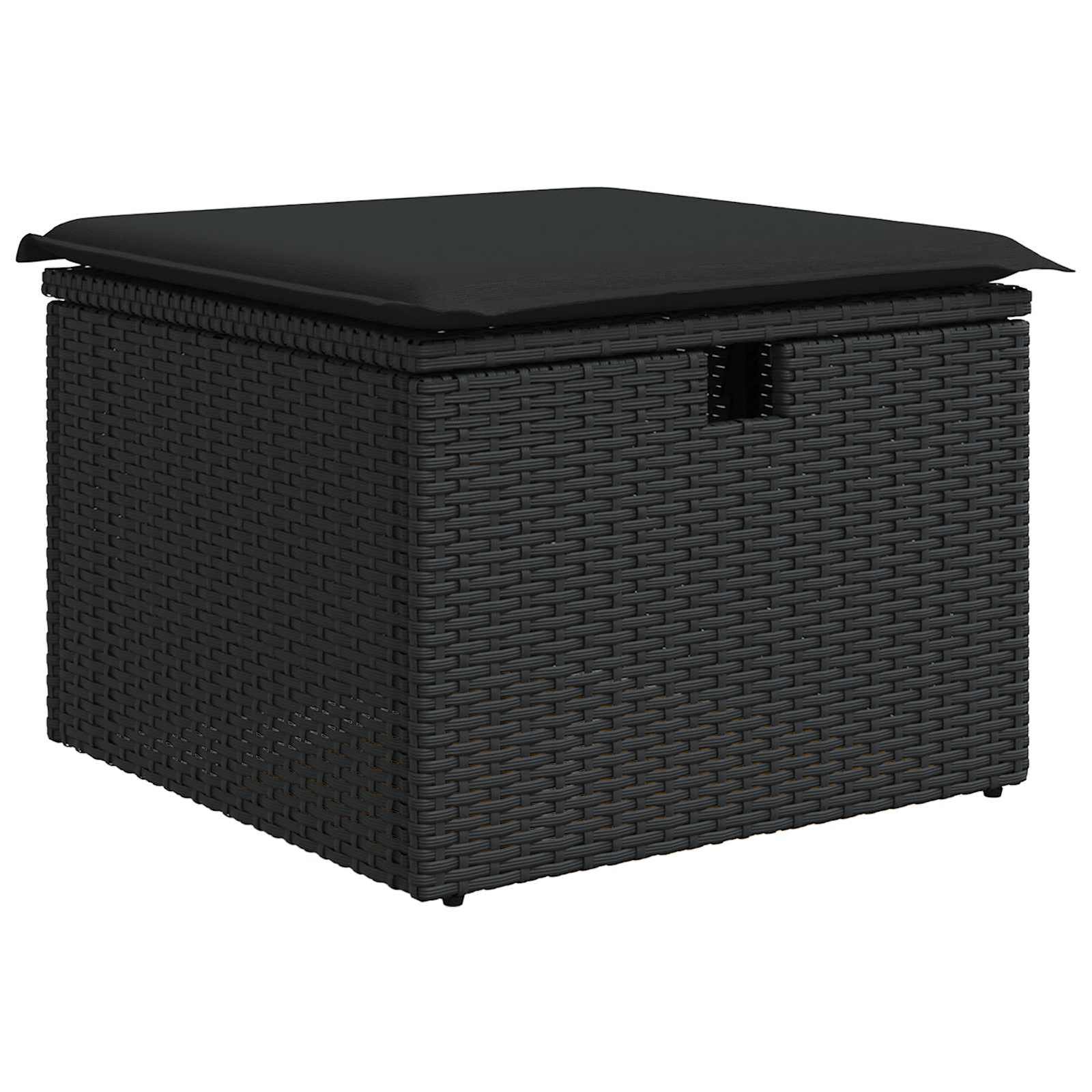 Sofa Sæt med pude med opbevaring Sort polyrattan