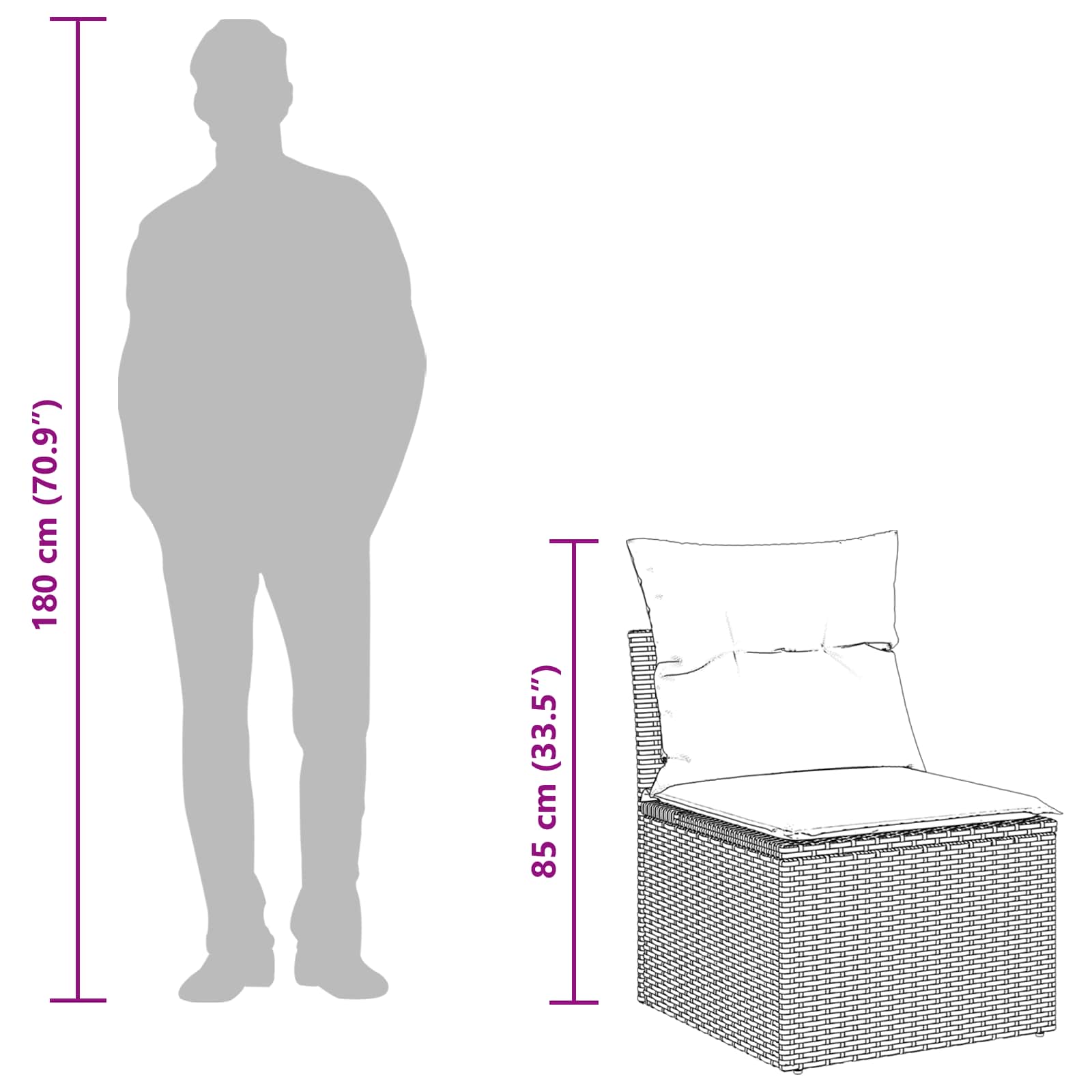 Sofa Sæt med pude med opbevaring Sort polyrattan