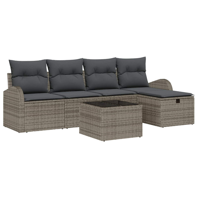Sofa Sæt med pude med opbevaring Grå polyrattan