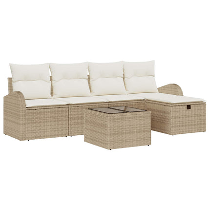 Sofa Sæt med pude med opbevaring Beige og creme polyrattan