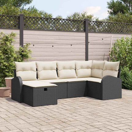 Sofa Sæt 6 stk. Sort og Cream polyrattan