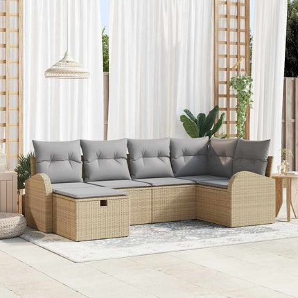 Sofa Sæt 6 stk. Beige og lys grå polyrattan