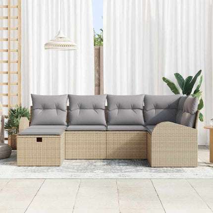 Sofa Sæt 6 stk. Beige og lys grå polyrattan