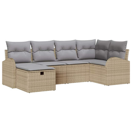 Sofa Sæt 6 stk. Beige og lys grå polyrattan
