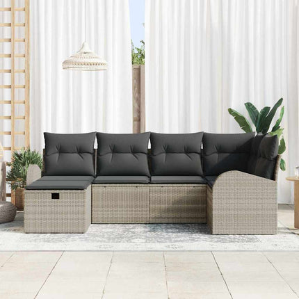 Sofa Sæt 6 stk. Lysegrå polyrattan