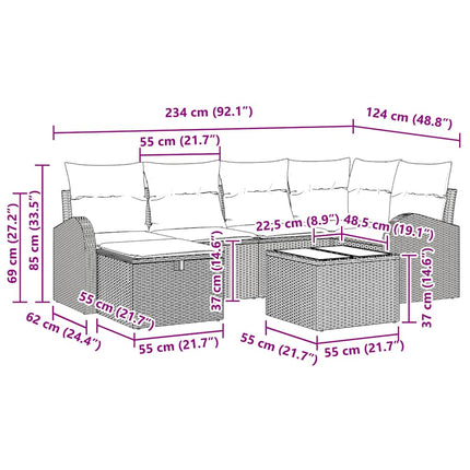 Sofa Sæt 7 stk. Sort og Cream polyrattan
