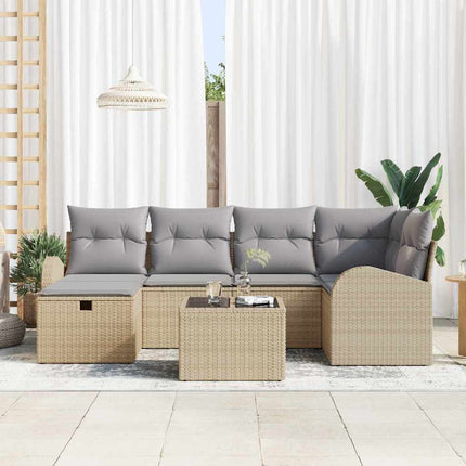 Sofa Sæt 7 stk. Beige og lys grå polyrattan