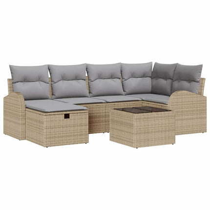Sofa Sæt 7 stk. Beige og lys grå polyrattan