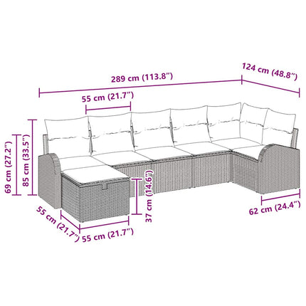 Sofa Sæt 7 stk. Grå polyrattan