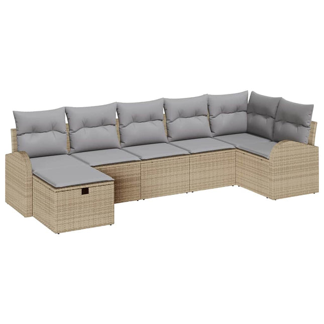 Sofa Sæt med pude med opbevaring Beige og lys grå polyrattan