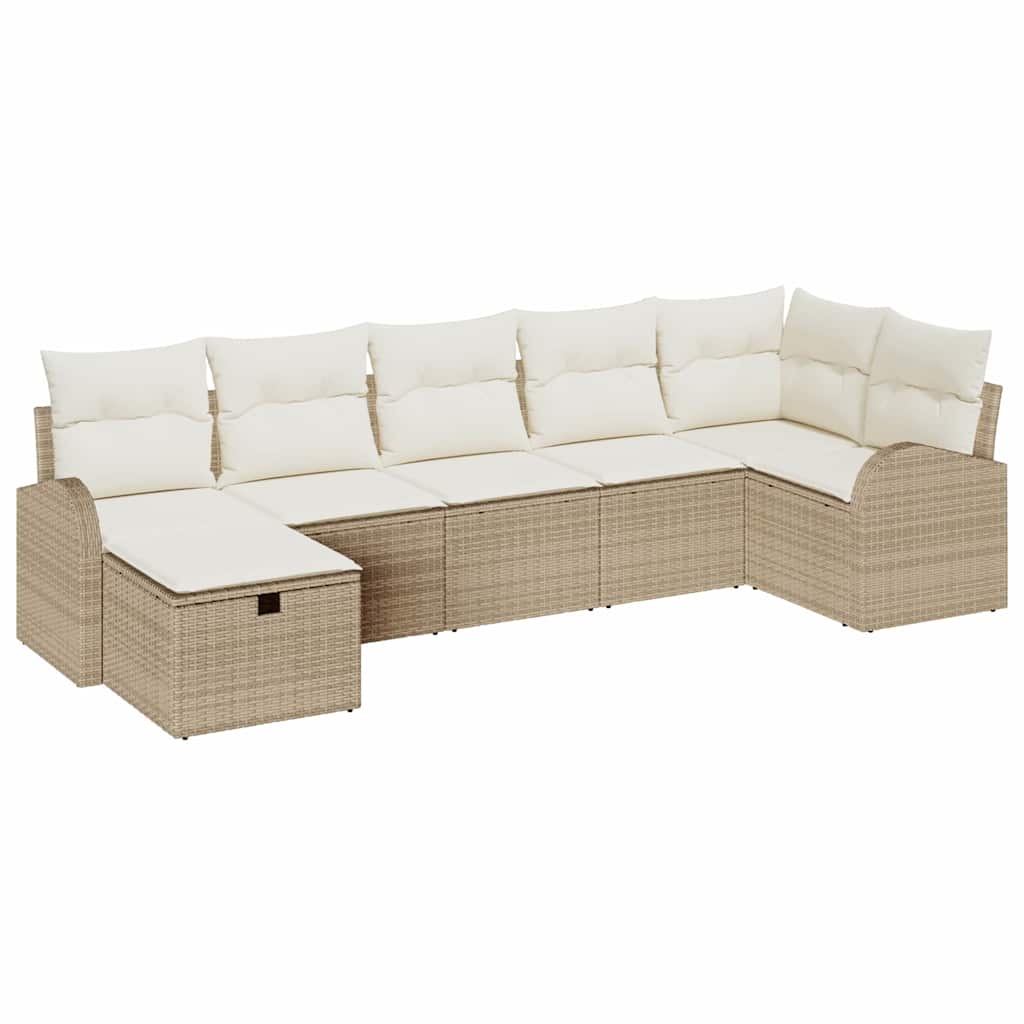 Sofa Sæt med pude med opbevaring Beige og creme polyrattan