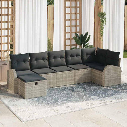 Sofa Sæt med pude med opbevaring Lysegrå polyrattan