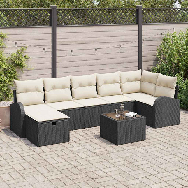 Sofa Sæt med pude med opbevaring Sort og Cream polyrattan