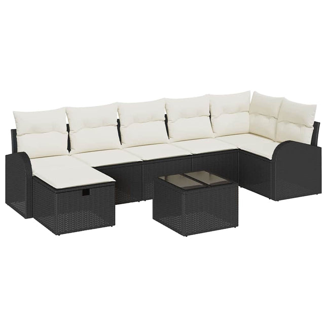 Sofa Sæt med pude med opbevaring Sort og Cream polyrattan