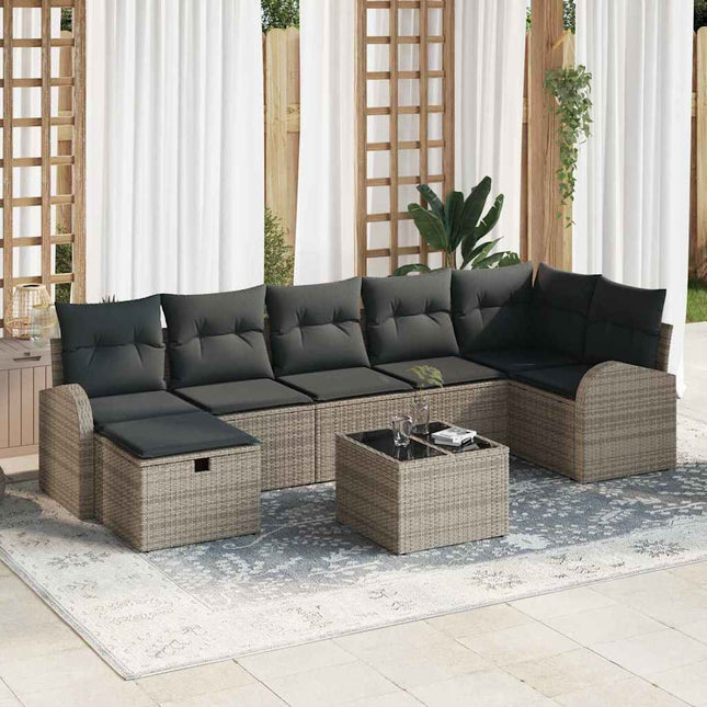 Sofa Sæt med pude med opbevaring Grå polyrattan