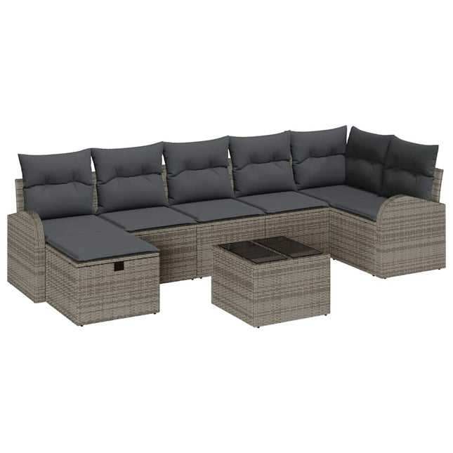 Sofa Sæt med pude med opbevaring Grå polyrattan