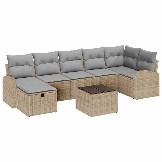 Sofa Sæt med pude med opbevaring Beige og lys grå polyrattan