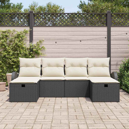 Sofa Sæt 6 stk. Sort og Cream polyrattan