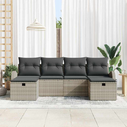Sofa Sæt 6 stk. Lysegrå polyrattan