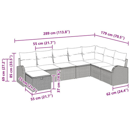 Sofa Sæt 8 stk. beige og cremefarvet polyrattan