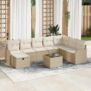 Havesofa Sæt 9 pcs beige og cremefarvet 289 x 179 x 85 cm
