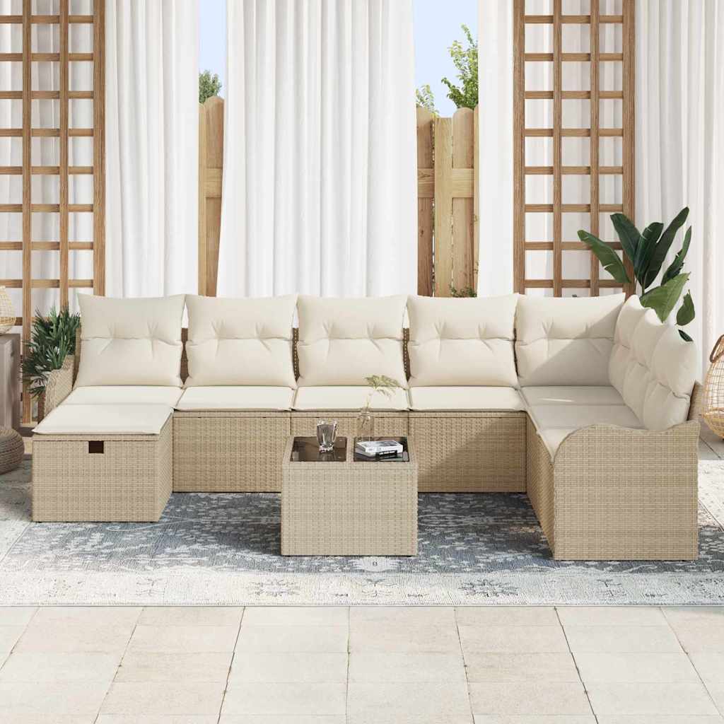 Havesofa Sæt 9 pcs beige og cremefarvet 289 x 179 x 85 cm