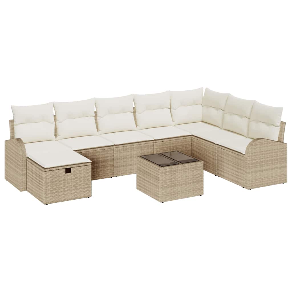 Havesofa Sæt 9 pcs beige og cremefarvet 289 x 179 x 85 cm