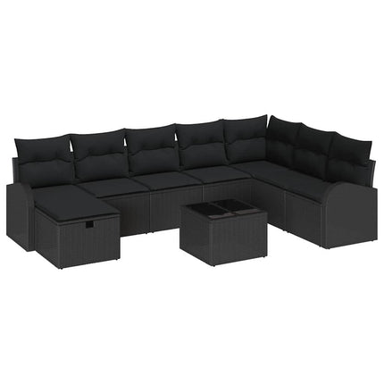 Sofa Sæt med pude med opbevaring Sort polyrattan