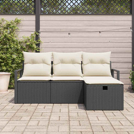 Sofa Sæt 4 stk. 4-Antal sæder Sort og Cream polyrattan