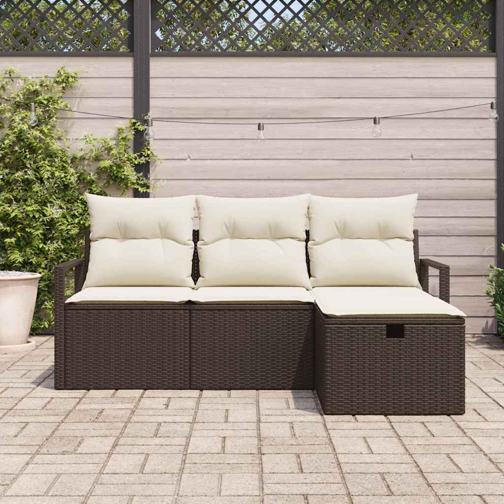 Havesofa Sæt 4 pcs Brun og cremefarvet 175 x 117 x 85 cm