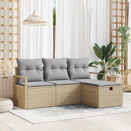 Sofa Sæt 4 stk. 4-Antal sæder Beige og lys grå polyrattan
