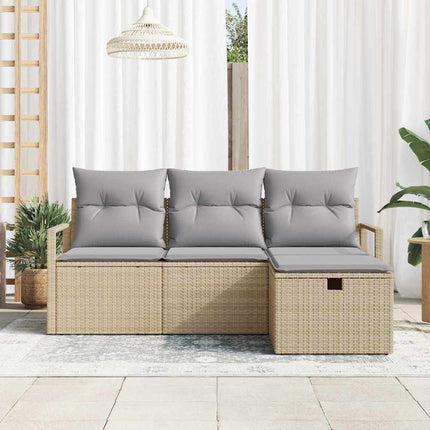 Sofa Sæt 4 stk. 4-Antal sæder Beige og lys grå polyrattan
