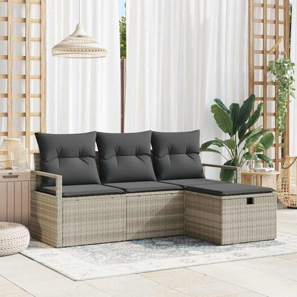 Sofa Sæt 4 stk. 4-Antal sæder Lysegrå polyrattan