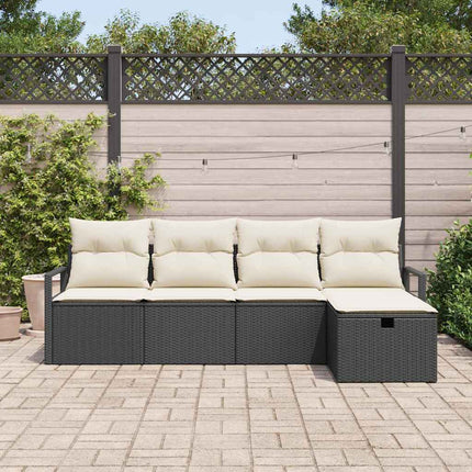 Sofa Sæt 5 stk. 5-Antal sæder Sort og Cream polyrattan