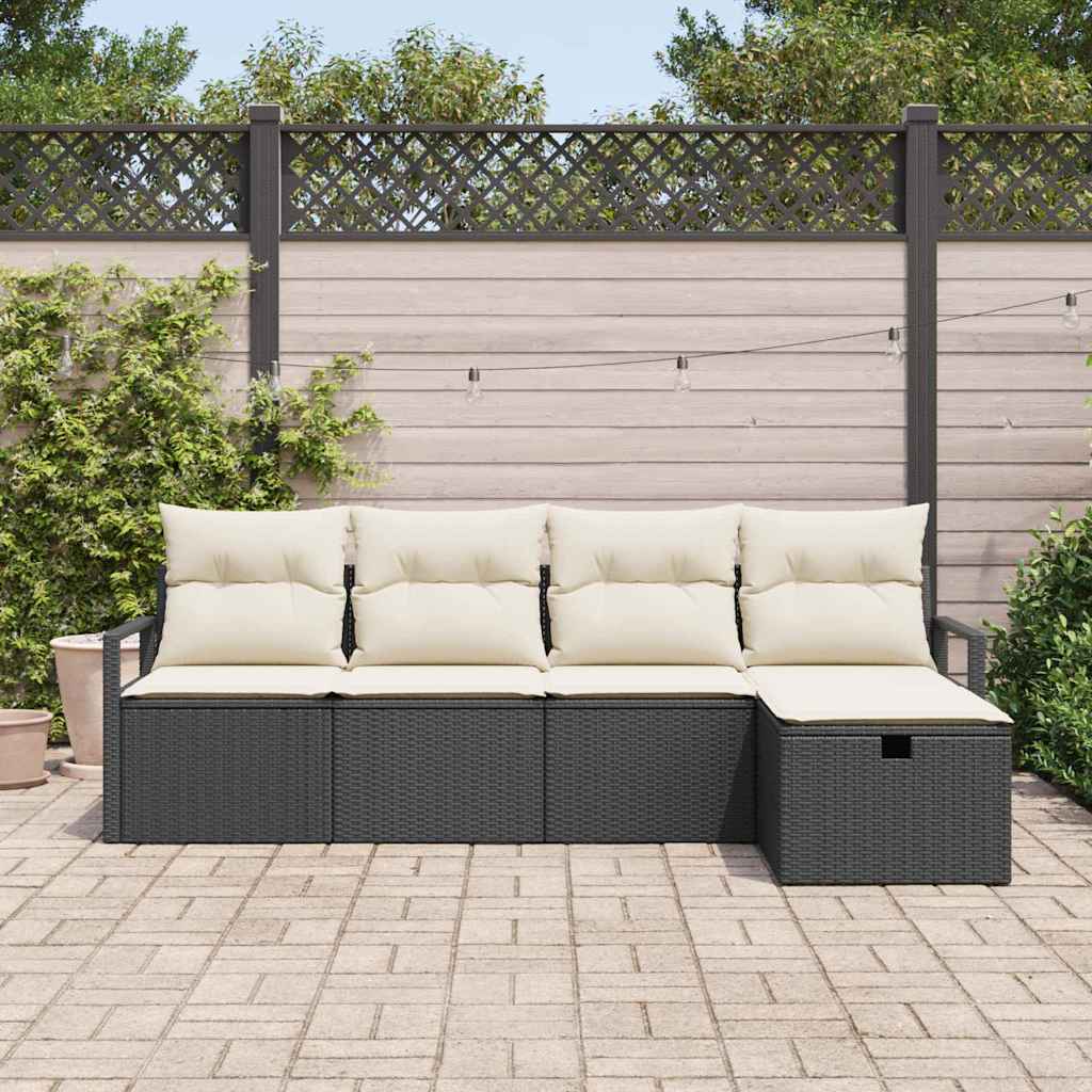Havesofa Sæt 5 pcs Sort og cremefarvet 230 x 117 x 85 cm