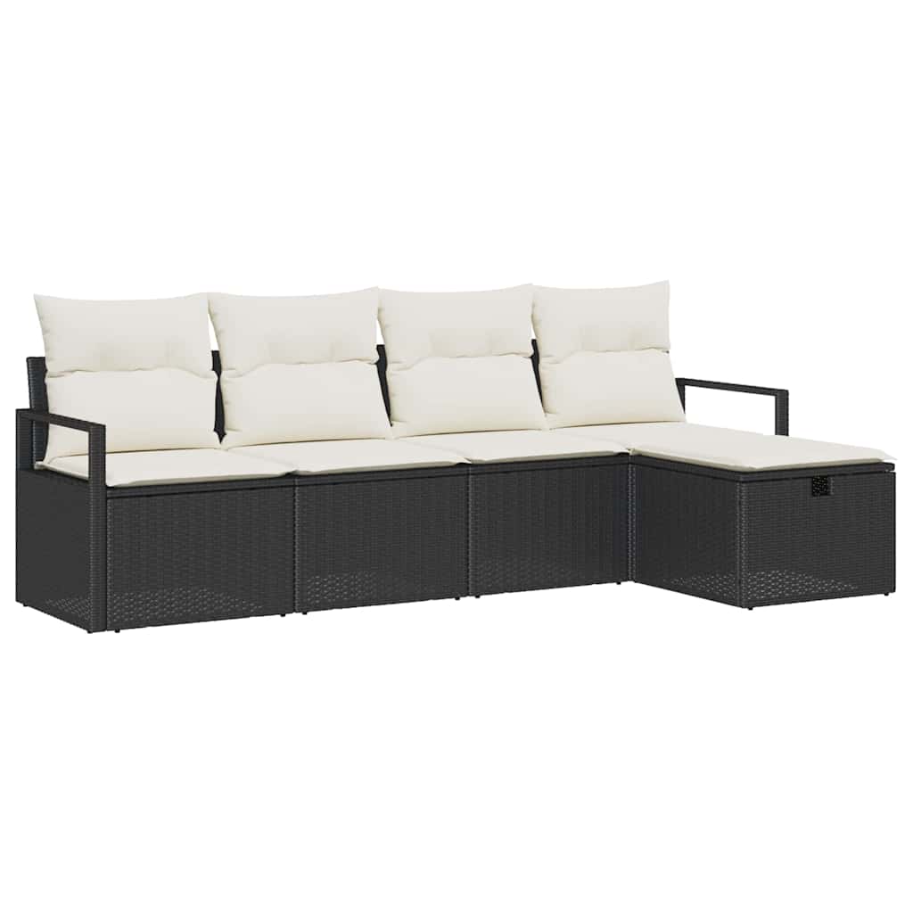 Havesofa Sæt 5 pcs Sort og cremefarvet 230 x 117 x 85 cm