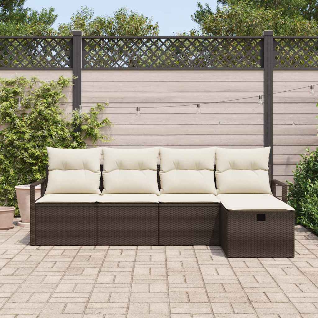 Havesofa Sæt 5 pcs Brun og cremefarvet 230 x 117 x 85 cm