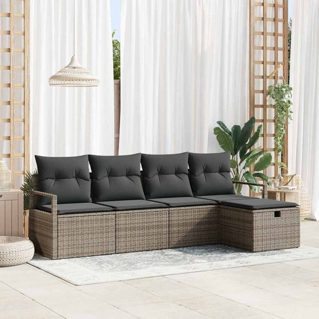 Sofa Sæt med pude med opbevaring Grå polyrattan