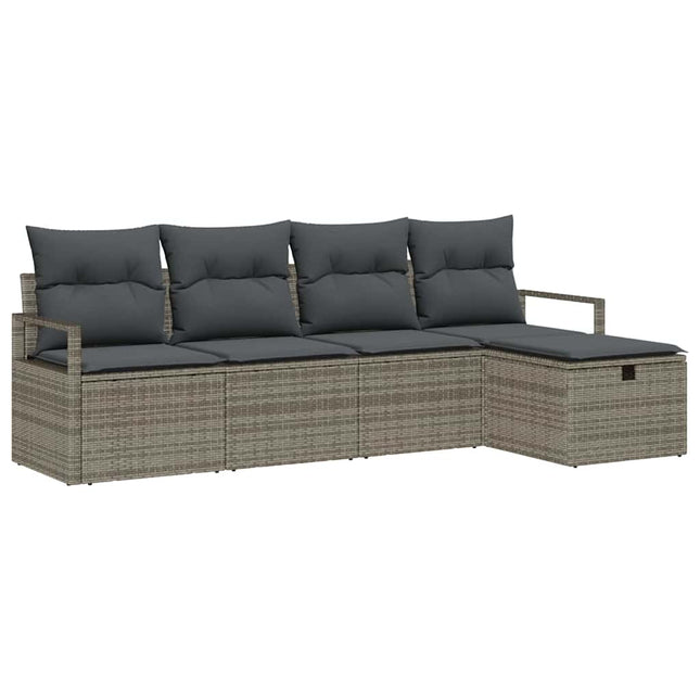 Sofa Sæt med pude med opbevaring Grå polyrattan