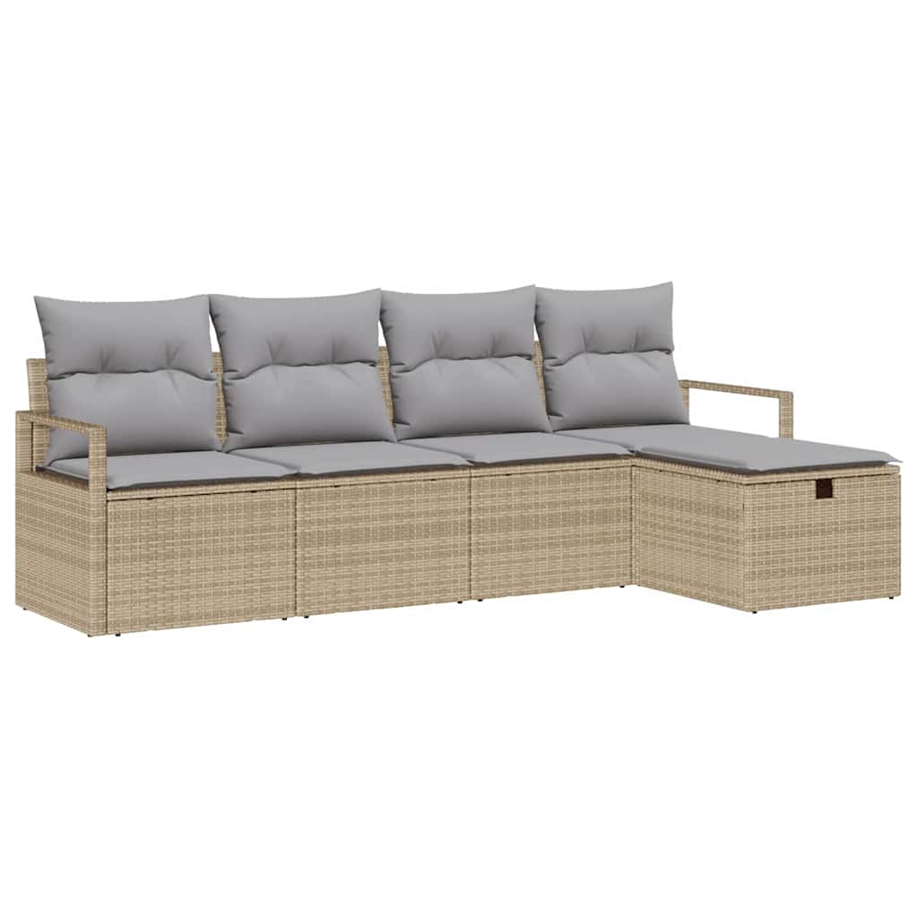 Havesofa Sæt med pude 5 pcs beige og lysegrå 230 x 117 x 85 cm