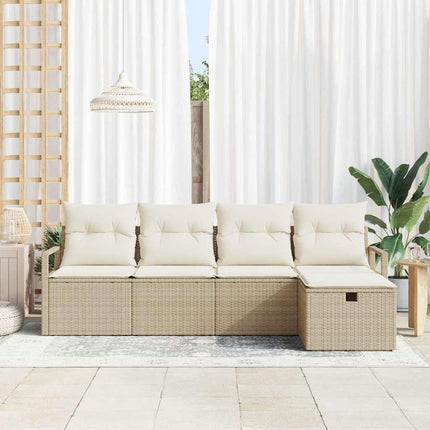 Sofa Sæt med pude 5 pcs Beige og creme polyrattan