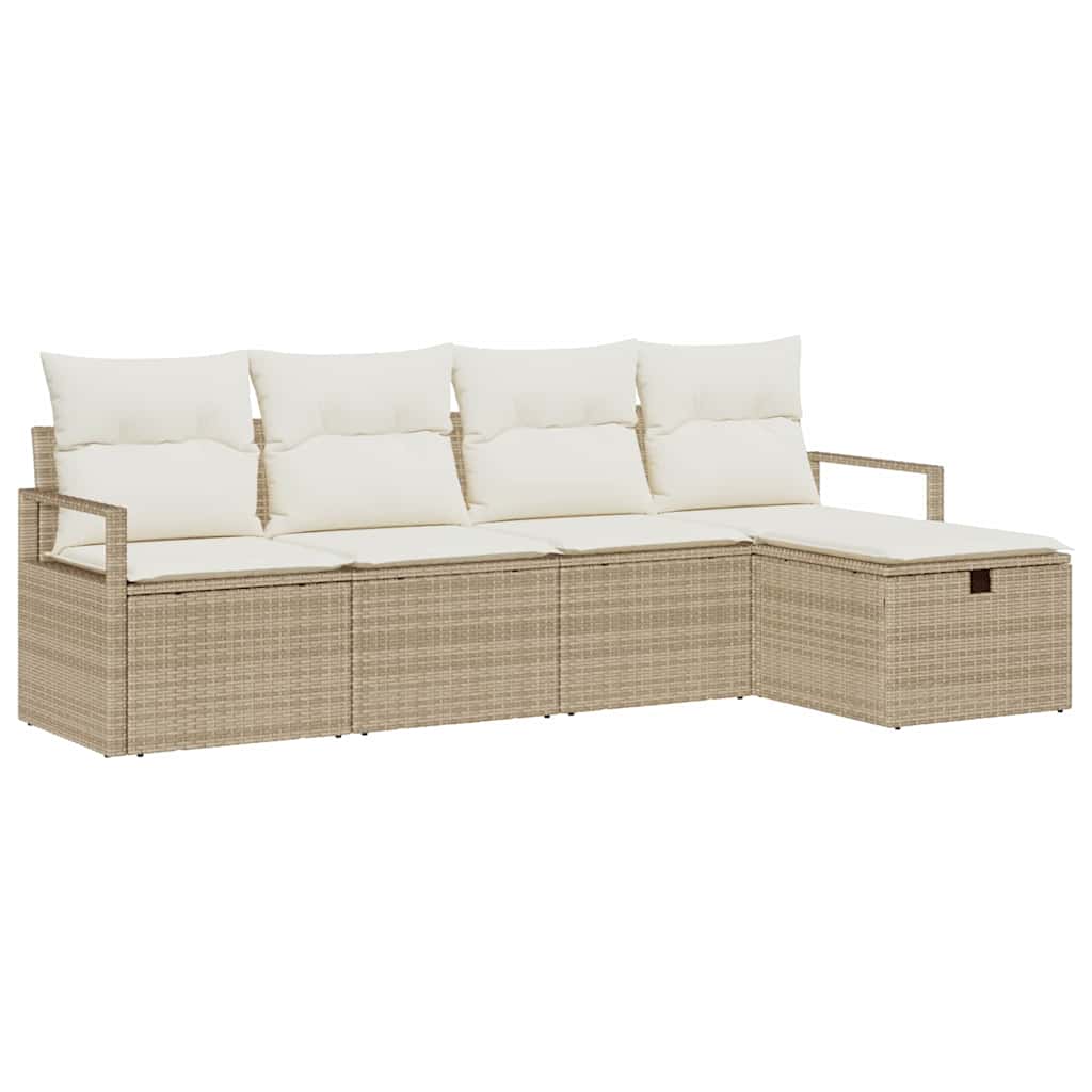 Havesofa Sæt 5 pcs beige og cremefarvet 230 x 117 x 85 cm