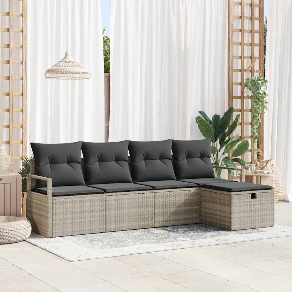 Havesofa Sæt 5 pcs Lysegrå 230 x 117 x 85 cm Poly rattan