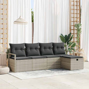 Havesofa Sæt 5 pcs Lysegrå 230 x 117 x 85 cm Poly rattan