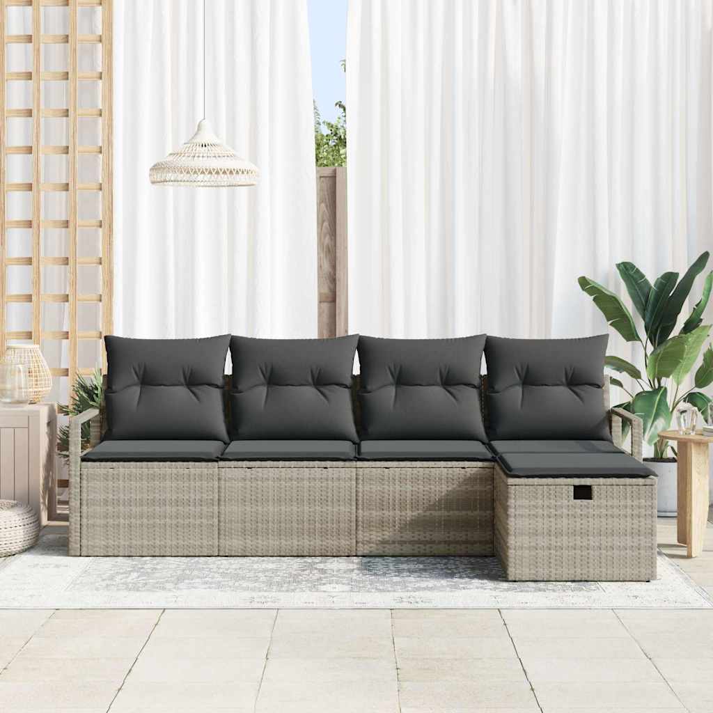 Havesofa Sæt 5 pcs Lysegrå 230 x 117 x 85 cm Poly rattan