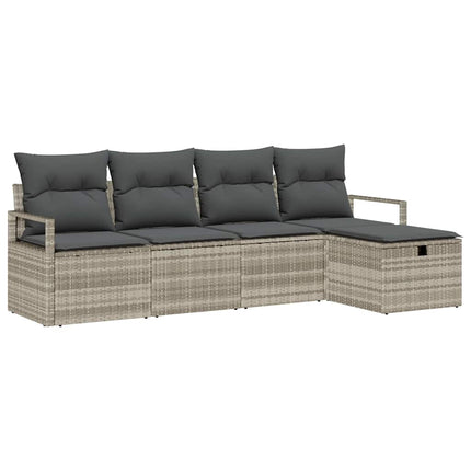 Sofa Sæt med pude med opbevaring Lysegrå polyrattan