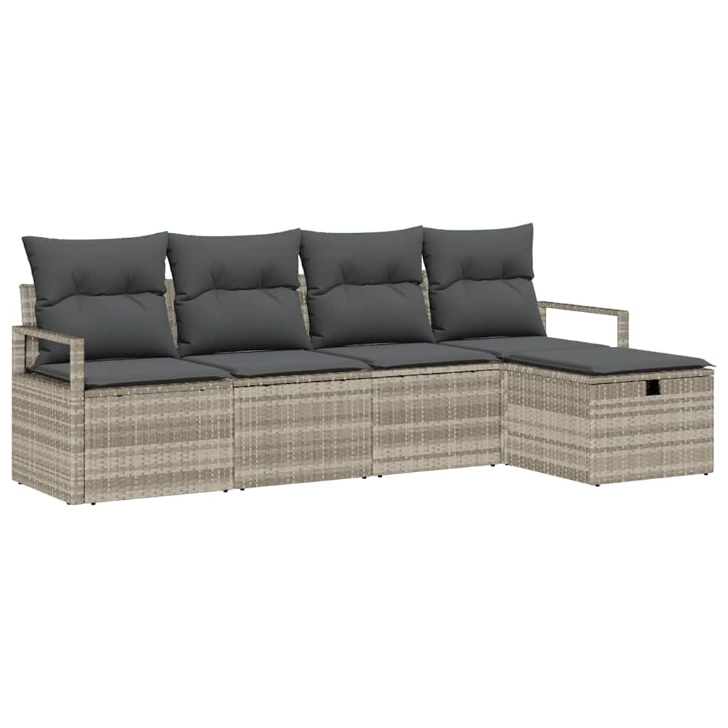 Havesofa Sæt 5 pcs Lysegrå 230 x 117 x 85 cm Poly rattan